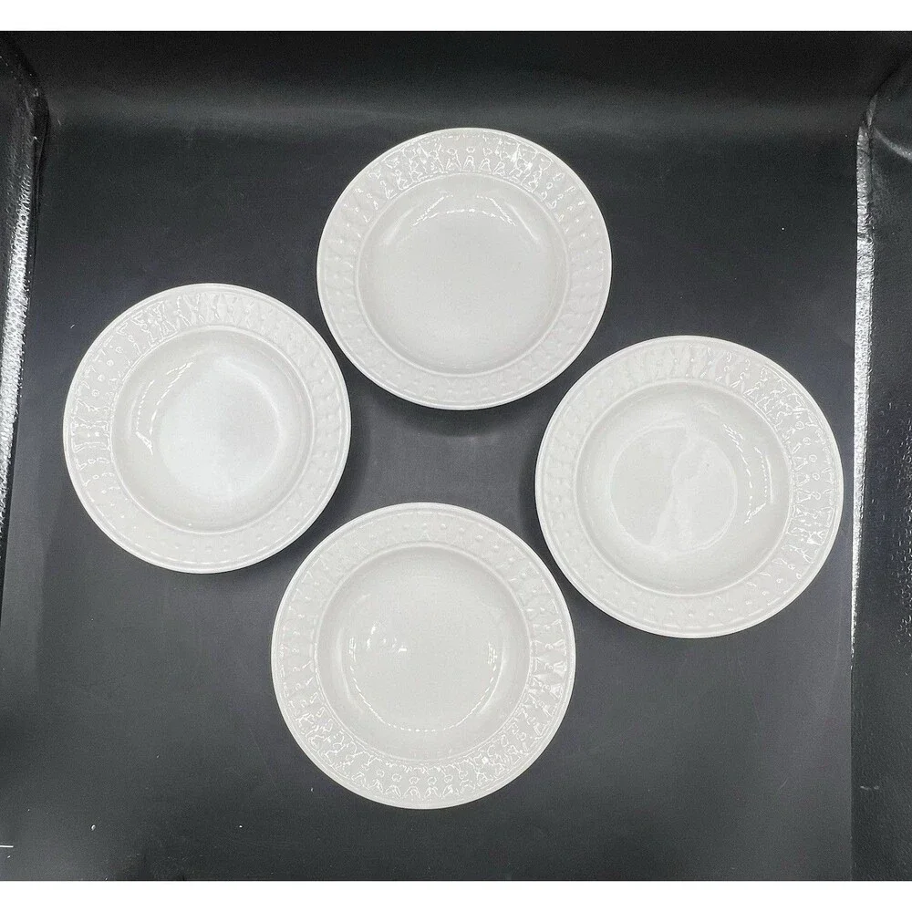 Totally Today TT012 Embossed White Fruit Bowls Set of 4 6.5” Dessert Cereal